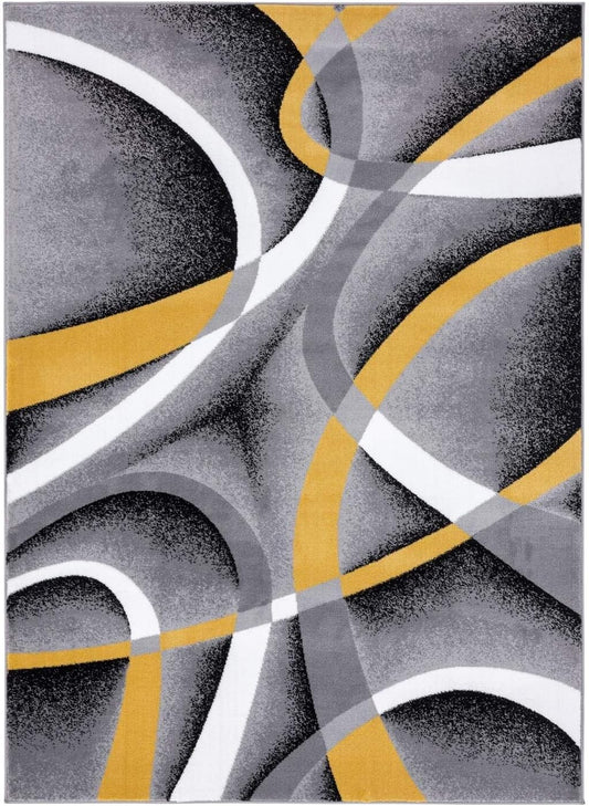 2305 Geometric Abstract Yellow 4x5 Area Rugs for Living Room