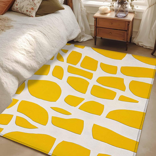 Area Rug Abstract Yellow Geometric Non-Slip Indoor Area Rug Modern Art Washable Decorative Floor Carpet for Bedroom Living Room