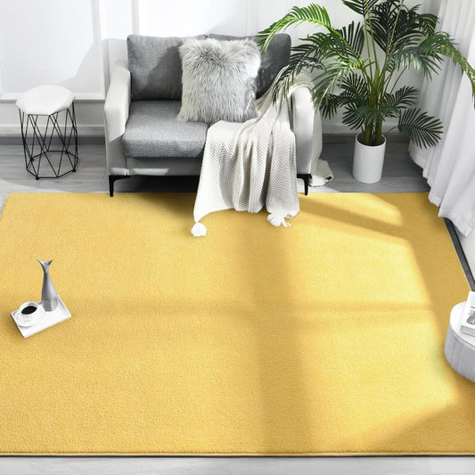 Area Rugs for Bedroom Living Room, 6x9 Yellow Super Soft Comfy Thickened Memory-Foam Indoor Carpets, Modern Aesthetic Minimalist Carpet for Boys Girls Adults Apartment Nursery Home Décor
