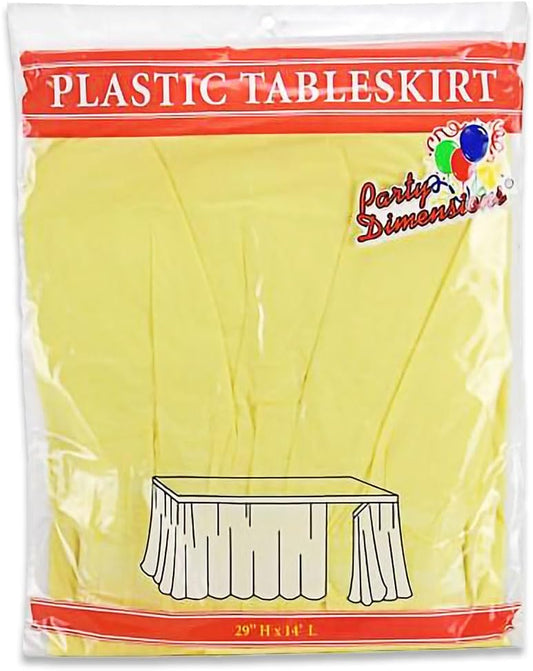 Plastic Table Skirt, 29 inches by 14 feet Yellow