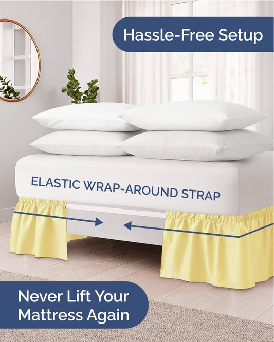 CGK Linens Wrap Around Dust Ruffle Bed Skirt - Full, 18" Yellow