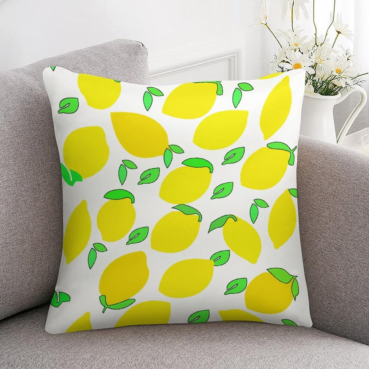 Decor Pillows 16"x16" Lemon Yellow Satin Square Throw Pillow Covers Spring Summer Decorative Throw Pillow Covers Hidden Zipper Decorative Couch Pillow Cover for Sofa Summer Pillow Covers