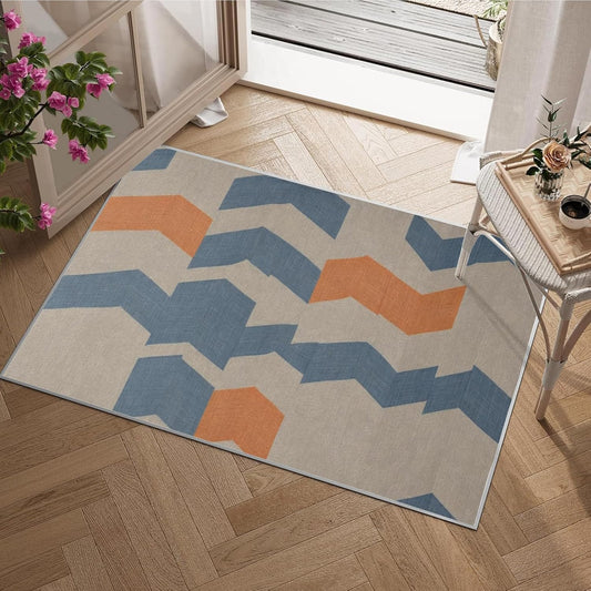 3x4ft Abstract Geometry Area Rug – Premium Low Pile Non-Slip Carpet for Living Room, Bedroom & Office – Modern Nordic,Washable Contemporary Home Decor Rug Yellow Q1765