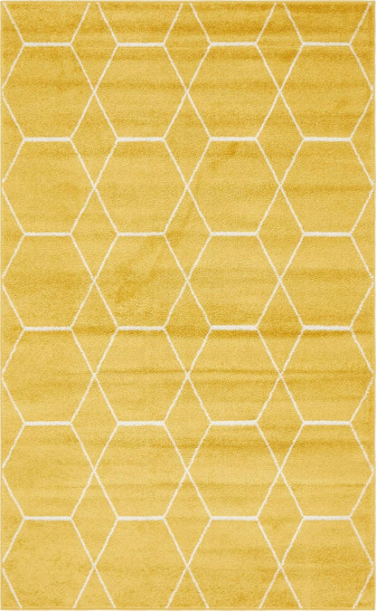Trellis Frieze Collection Area Rug - Geometric (5' 1" x 8', Yellow/ Ivory)