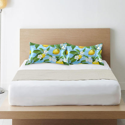 Yellow Lemon Flower Satin Pillowcase for Hair and Skin Body Pillow Covers Standard Size 20"X26" Similar to Silk Pillow Cases with Envelope Closure for Pillow