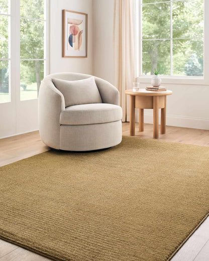 Levent Living Room, Bedroom Area Rug - Striped - Contemporary Modern Minimalist Transitional Tone - Mustard, Yellow, Tan, Neutral, Earth - 7'10" x 10'