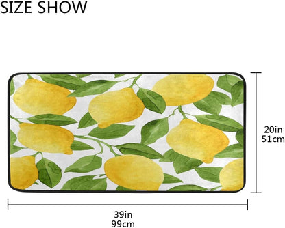 Kitchen Rugs Lemon Yellow Tree Design Non-Slip Soft Kitchen Mats Bath Rug Runner Doormats Carpet for Home Decor, 39" X 20"