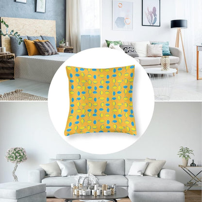 Yellow Lemon Satin Modern Cushion Case Summer Lemon Decorative Throw Pillow Covers Hidden Zipper 16"x16" Decorative Pillow Covers for Sofa Bed Party Satin Pillowcase for Hair and Skin
