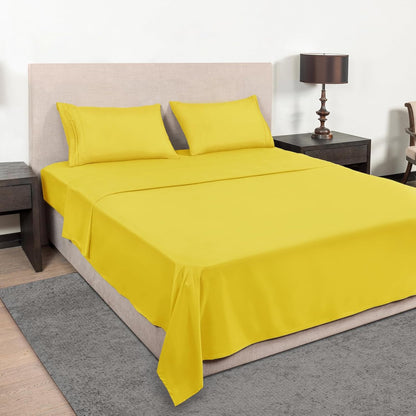 Queen Size Sheet Set - Hotel Luxury 1800 Bedding Sheets & Pillowcases - Deep Pocket Fitted Sheet, Soft, Breathable, Wrinkle & Fade Resistant - 4 Piece (Queen, Yellow)