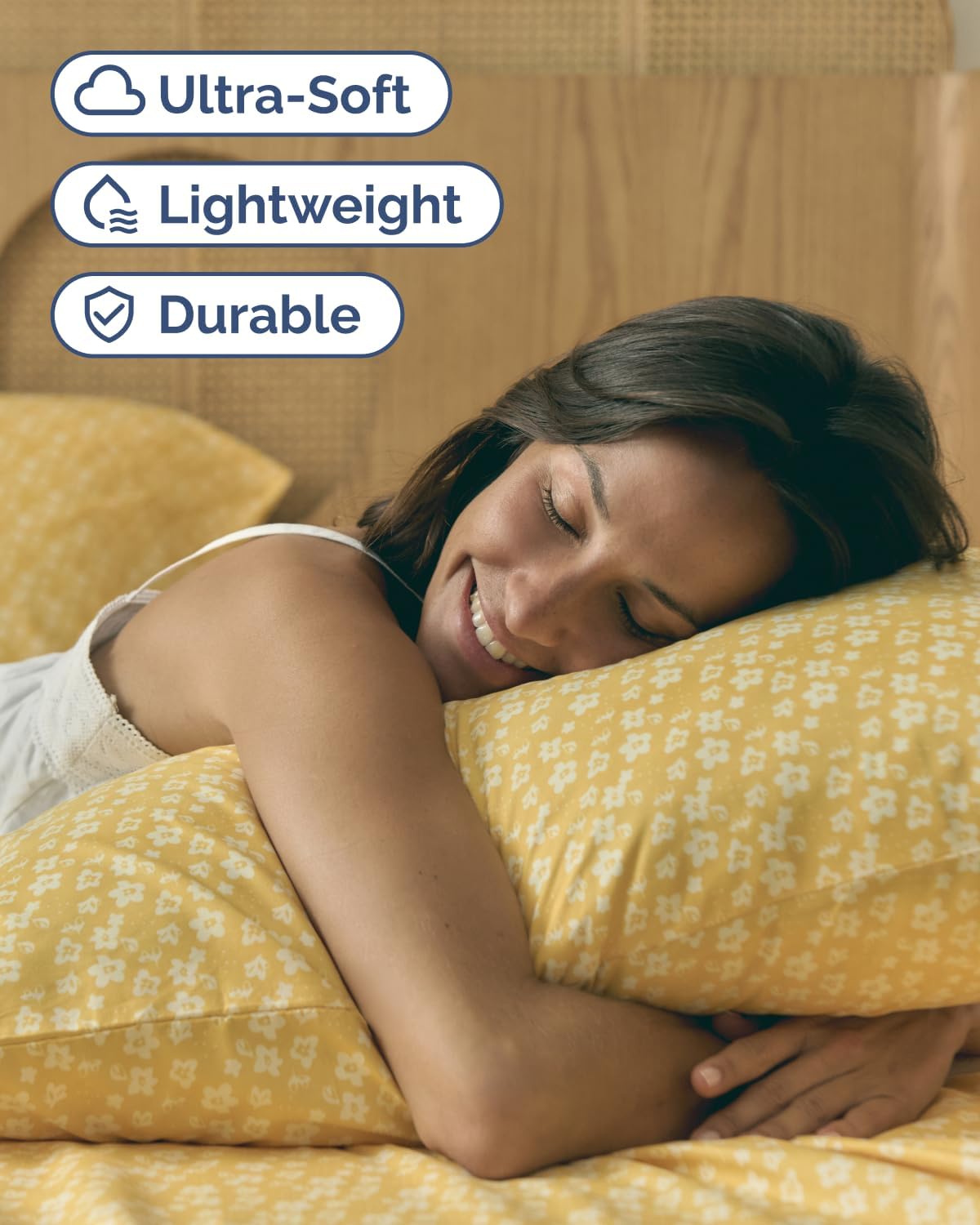 Twin XL 3 Piece Floral Sheet Set - Breathable & Cooling - Yellow Meadow