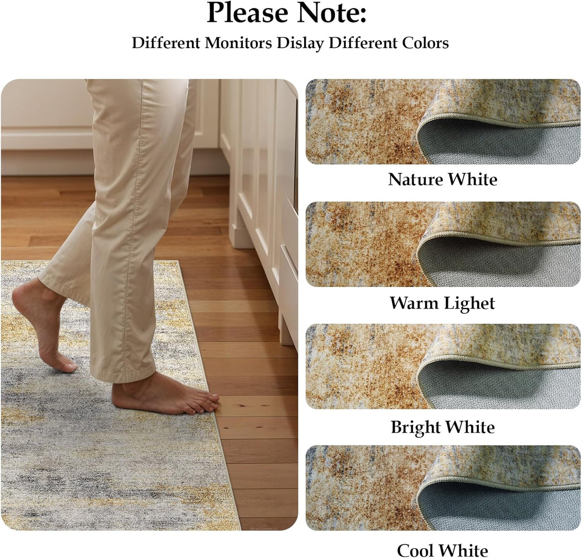 2x3 Area Rug Washable Abstract: Non Slip Front Door Throw rugs Grey/Yellow
