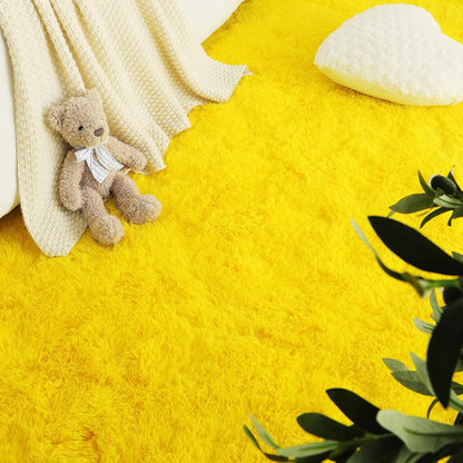 2x3 Area Rugs Fluffy Living Room Carpets for Kids Bedroom, Yellow