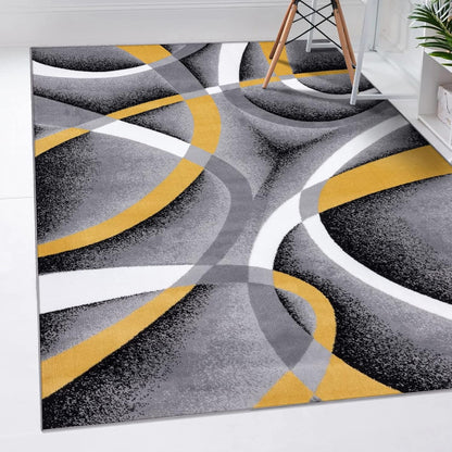 2305 Geometric Abstract Yellow 4x5 Area Rugs for Living Room