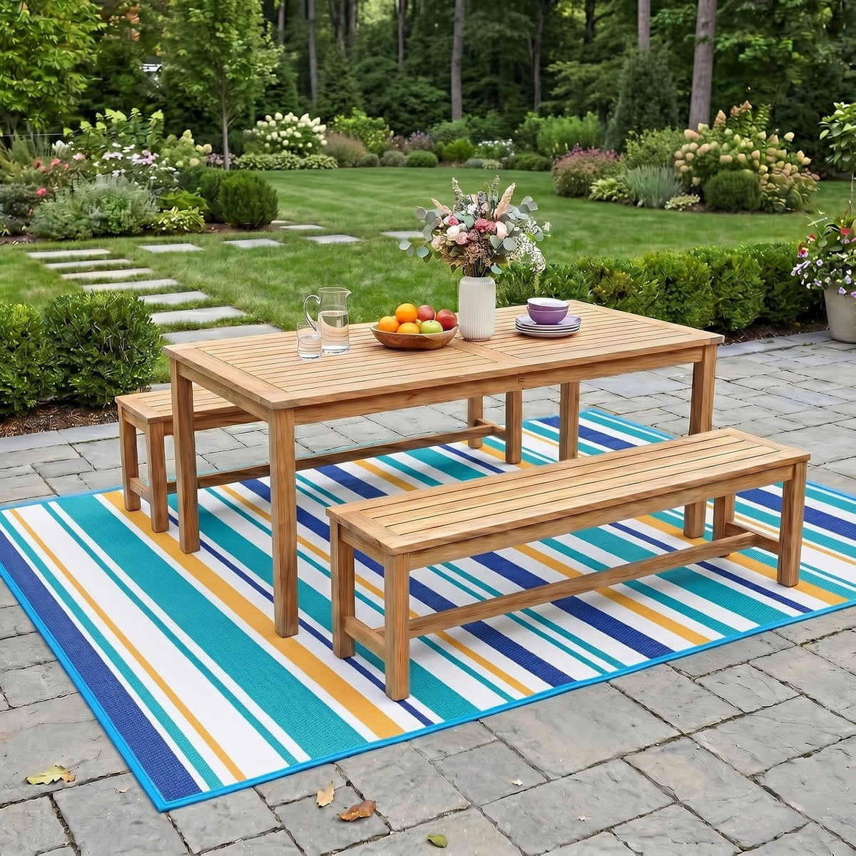 Outdoor Rug 5x8 ft, Waterproof Portable Plastic Straw Mat for Camping