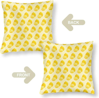 Yellow Sweet Lemon Satin Square Throw Pillow Covers Summer Lemon Throw Pillow Cover Square Hidden Zipper 16"x16" Outdoor Pillow Covers Home Decor Throw Pillows Cover Cooling Pillow case
