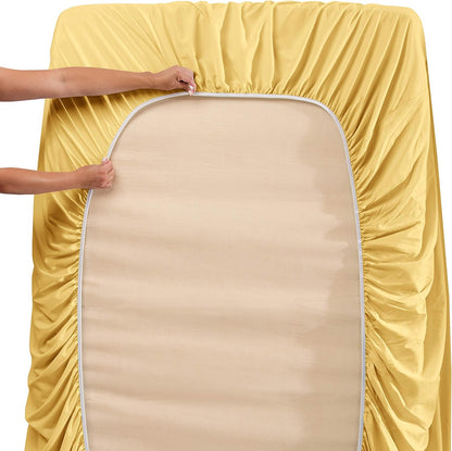 Extra Deep Pocket Sheet Sets, Luxury Soft 6 Piece Bed Sheet Set Fits Mattress 18-24 Inches - Full, Mellow Yellow