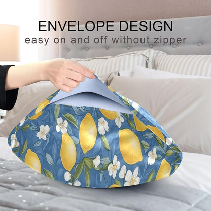 Yellow Lemons Satin Pillowcase for Hair and Skin Silk Pillowcase - Slip Cooling Satin Pillow Covers with Envelope Closure, Standard Size(20x26 inches)#238