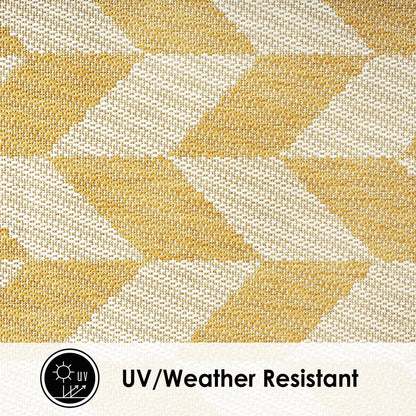 New York Patio Country Calla Contemporary Herringbone Indoor/Outdoor Area Rug, Yellow/Cream, 6'6"x9'2"