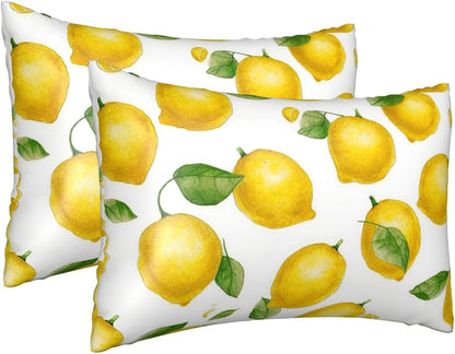 Yellow Lemon Satin Pillowcase with Zipper for Hair & Skin,Cooling Silk Pillow Cases, Soft Breathable Smooth Silk Pillow Covers for Sleeping,Gifts for Women Men 20"x30"