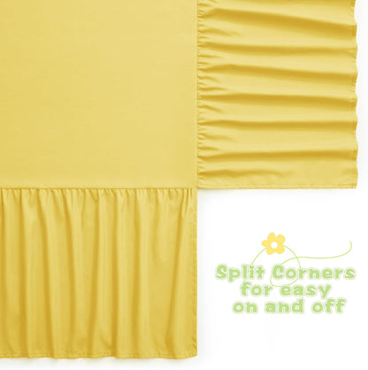 Yellow Crib Skirt Dust Ruffle, Microfiber Crib Bed Skirt