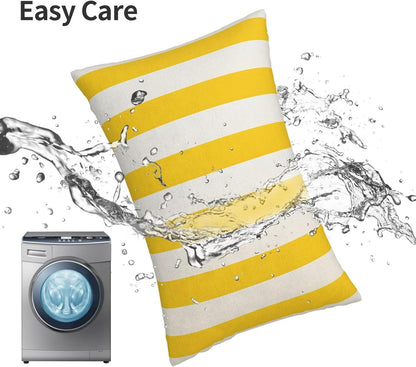 Lemon Yellow Stripes Standard Pillowcases Sets of 2, Ultra Soft Microfiber Plush Pillow Cases 16"X24" Comfort Decorative Throw Pillow Cover with Hidden Zipper for Bedroom, Sofa, Couch