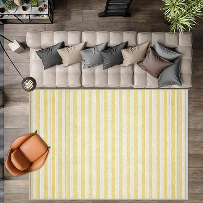 Yellow Stripes 2x3 Washable Rug for Entryway, Indoor Vertical Striped Door Mat, Non Slip Modern Art Small Carpet, Soft Low Pile Area Rugs for Entrance Kitchen Bedroom