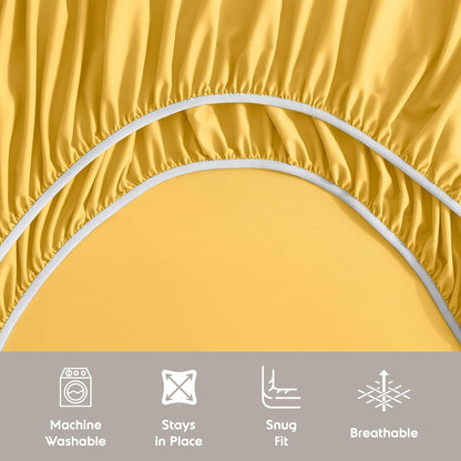 King Bed Sheet Set - Yellow - Instantly Soft Microfiber, No Break-in Wash - 4-Piece Deep Pocket Sheets & Pillowcases, Stays Put All Night
