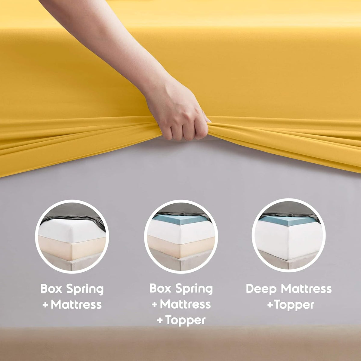 King Bed Sheet Set - Yellow - Instantly Soft Microfiber, No Break-in Wash - 4-Piece Deep Pocket Sheets & Pillowcases, Stays Put All Night
