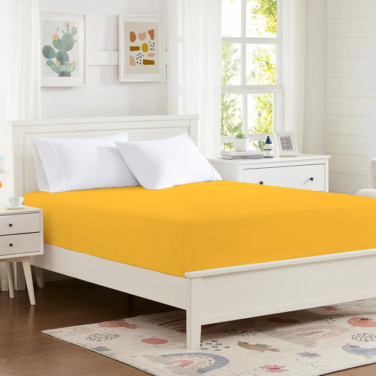 100% Microfiber Twin Size Fitted Sheet Only, Bed Sheet Yellow 39x75 inches