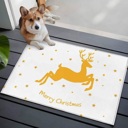 Yellow Reindeer 2x3 Area Rugs for Living Room, Merry Christmas Stars Winter Non Slip Floor Mat Washable Low-Profile Indoor Carpet for Bedroom, Dining Room, Bathroom