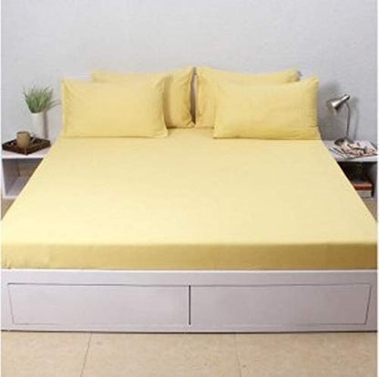 4 Piece Bed Sheet Set 100% Egyptian Cotton with 16 Inch Extra Deep Pocket (Light Yellow Queen) 600 Thread Count Premium Super Soft Hotel Quality Bedding