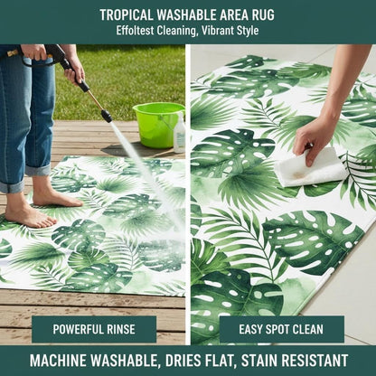 Yellow Pink Leaf Indoor Outdoor Rugs for Camping Patio Balcony Backyard Nursery Black and White Striped Rug 5x8 Garden Pool Front Yard Home Entrance Durable Anti Slip Tropical Area Rug