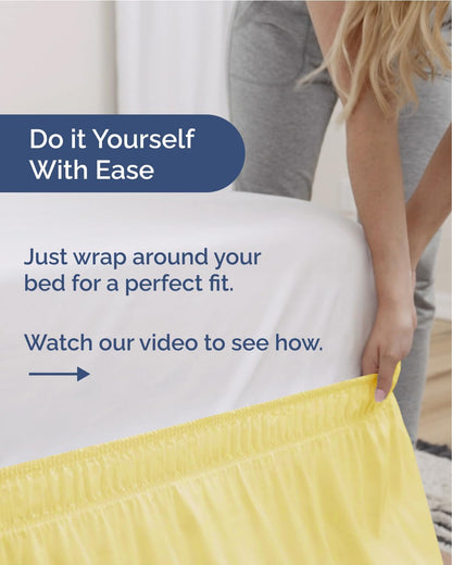 CGK Linens Wrap Around Dust Ruffle Bed Skirt - Queen, 12" Yellow