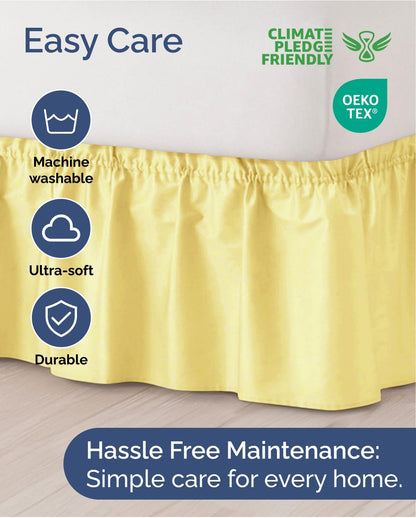 CGK Linens Wrap Around Dust Ruffle Bed Skirt - Queen, 12" Yellow