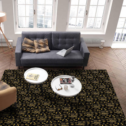 Yellow Black Christmas Snowflake Area Rug for Living Room 2x3 Modern Rug Washable Abstract Area Rug Large Non Slip Winter Xmas Geometric Floral Texture Floor Carpet Mat Indoor Rug for Bedroom Nursery
