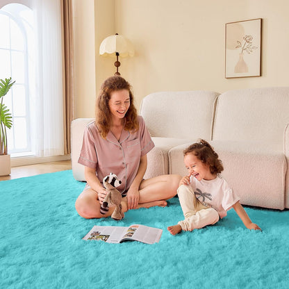 4x6 Aqua Blue Rugs for Bedroom, Ultra-Soft Fluffy Area Rugs for Living Room, 4 x 6 Shag Carpet for Nursery, Kids, Girl, Boy, Baby, Plush, Fuzzy, Shaggy, Cute Home Decor