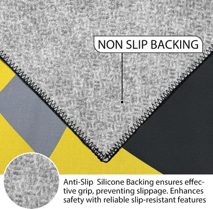 Classical Modern Black and Yellow Stripe Pattern Area Rug for Living Room 5x7 Outdoor Rug Non Slip&Non-Shedding Low Pile Indoor Large Carpets for Bedroom, Dining Room, Home Office, Bathroom