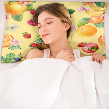Yellow Lemon Fruit Satin Pillowcase for Hair and Skin Pillow Cases Standard Size Soft Cooling Satin Pillow Covers with Zipper for Men Women 20x26 Inches