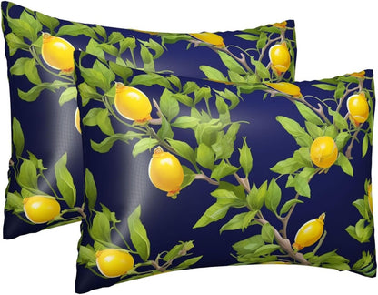 Lemon Tree Satin Pillowcase with Zipper for Hair & Skin,Cooling Silk Pillow Cases, Soft Breathable Smooth Silk Pillow Covers for Sleeping,Gifts for Women Men 20"x30"