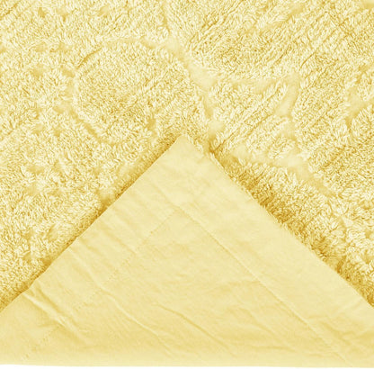 100% Cotton Tufted Chenille Bedspread Pillow Sham Medallion Pattern Soft Plush Cozy Feel | Standard Shams Size All Seasons Lemon Yellow Color Aesthetic Bedding Washable Western Farmhouse Look