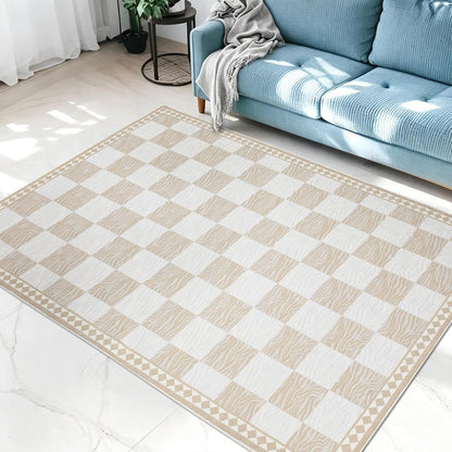 Checkered Rug 3.3x5Ft Zebra Stripe Hallway Entryway Entrance Carpet