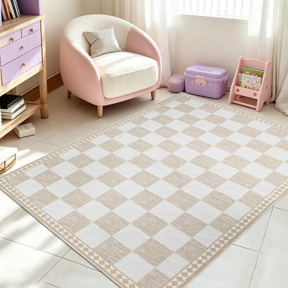Checkered Rug 3.3x5Ft Zebra Stripe Hallway Entryway Entrance Carpet