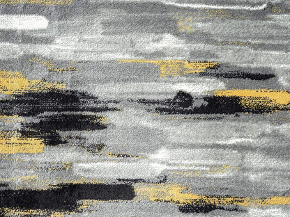 Porto PRT140C Contemporary Grey and Yellow Abstract Area Rug 4' x 6'