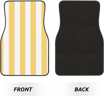 Pastel Color Vertical Yellow White Stripes Car Floor Mats,4 Piece, Car Rug Durable Anti-Slip Waterproof Trim to Fit Liner Universal Fit Auto,Sedan,SUV,Truck