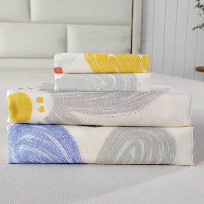 4 Pieces Yellow Floral Sheets Set Queen, Soft Microfiber Floral Sheets Queen Size, Fade Resistant, Flower Sheet Bed Set Deep Pocket All Season