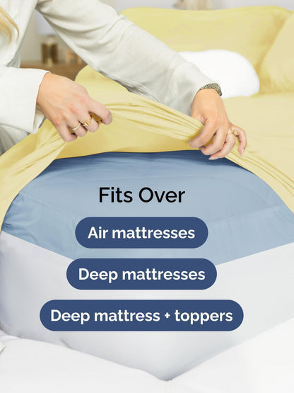 Extra Deep King Sheet Set - 6 Piece Breathable and Cooling Sheets - Yellow