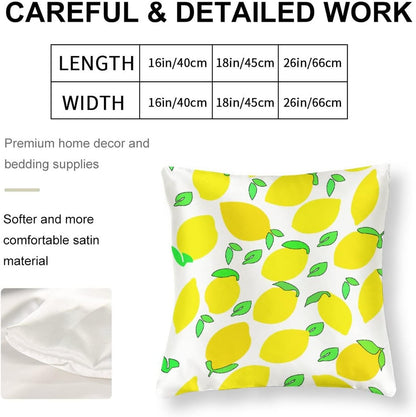 Decor Pillows 16"x16" Lemon Yellow Satin Square Throw Pillow Covers Spring Summer Decorative Throw Pillow Covers Hidden Zipper Decorative Couch Pillow Cover for Sofa Summer Pillow Covers
