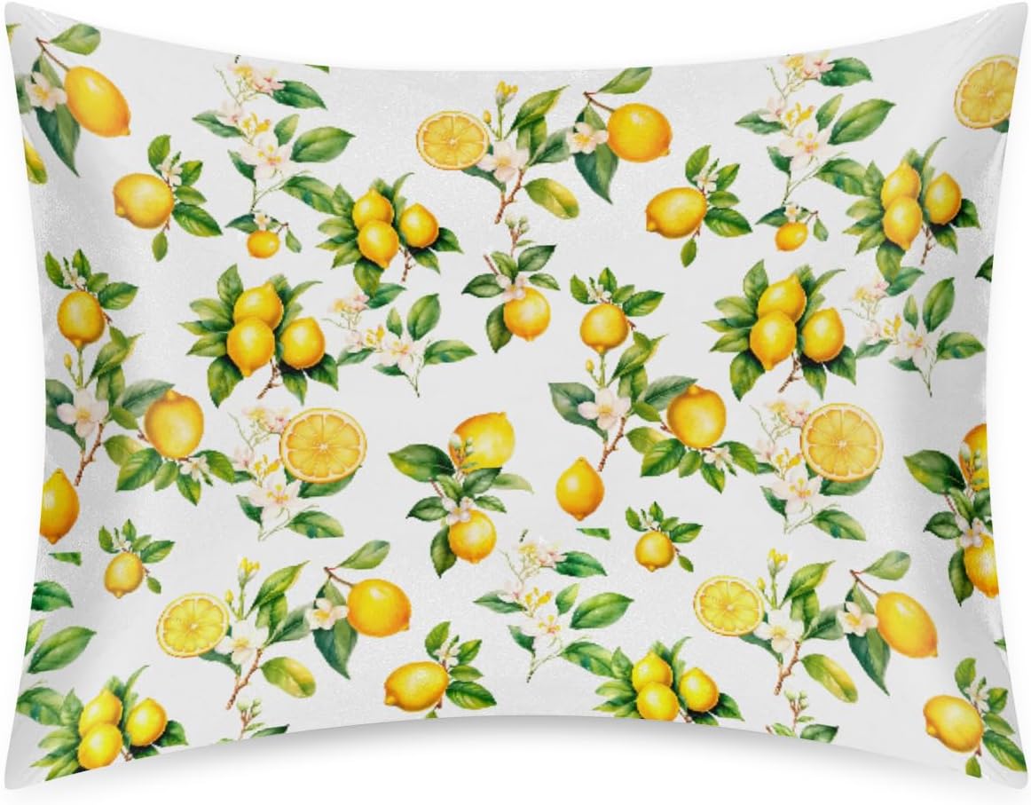 Lemon Satin Pillowcase for Hair and Skin Soft Silk Pillow Case Slip