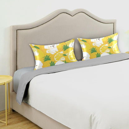 Satin Pillowcase 1 Pack Pillow Case with Envelope Closure Standard Size Pillow Cover 26 x 20 Inch Soft Breathable Poodle and Lemon Yellow