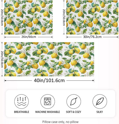 Satin Pillowcase 1 Pack Lemon Yellow Citrus Fruits (13) Similar to Silk Pillow Cases, 20" x 26" Soft Smooth Breathable Cool Pillow Cover for Hair and Skin, Standard Size
